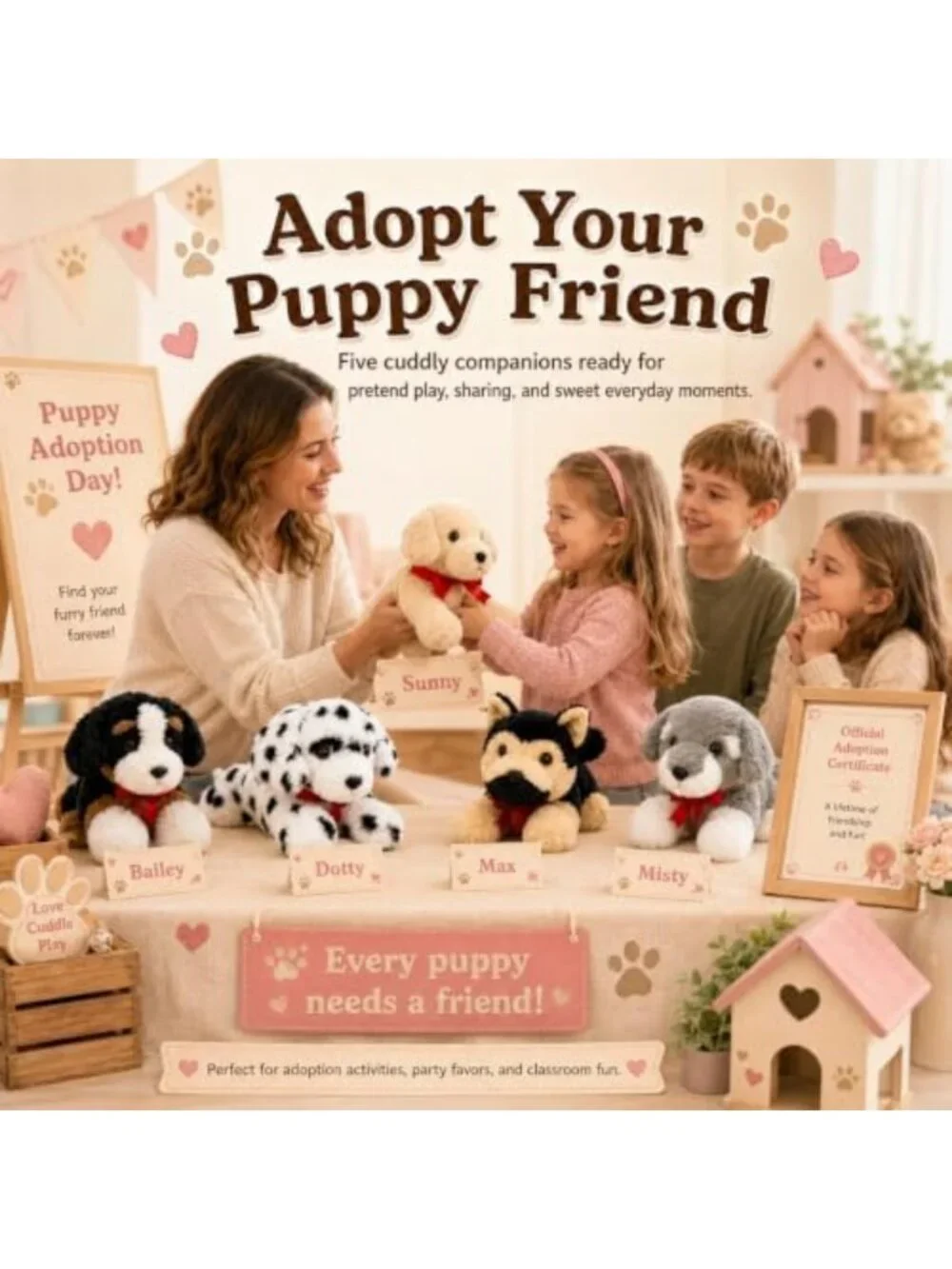 5 Pack Plush Puppy Stuffed Animals - 12